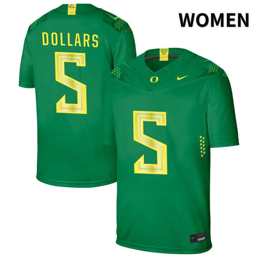 Oregon Ducks Women's #5 Sean Dollars Football College Authentic Green NIL 2022 Nike Jersey RGD08O4O